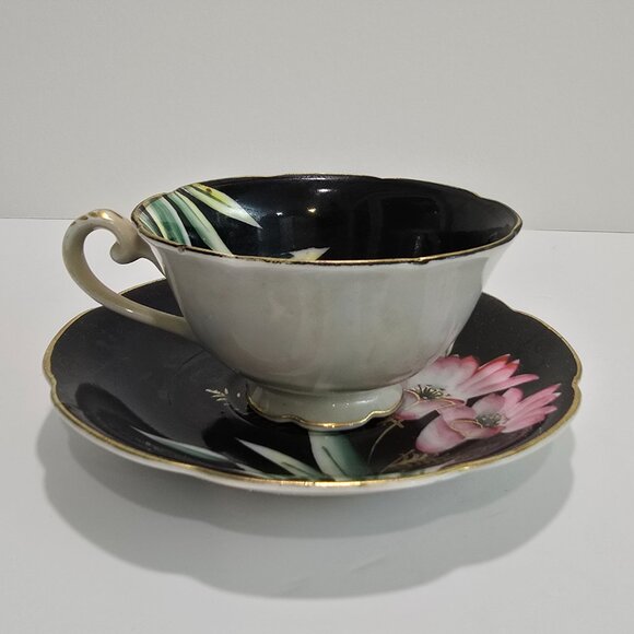 Maruki China - Vintage Teacup & Saucer Set, Hand-Painted Pink Orchids - Picture 4 of 7